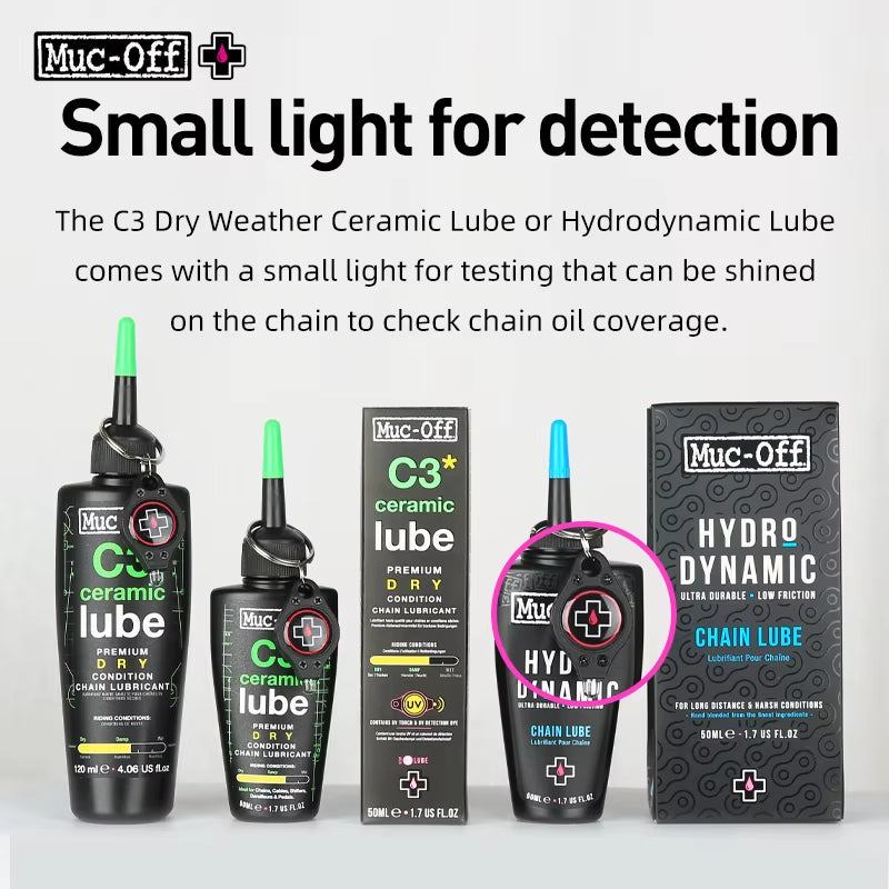 Muc-Off Bicycle Chain Lubricant Ceramic Wax / Dry / Hydro Dynamic Chain Lube Long Lasting Oil Bike Gear Lubricant Lube 50/120Ml