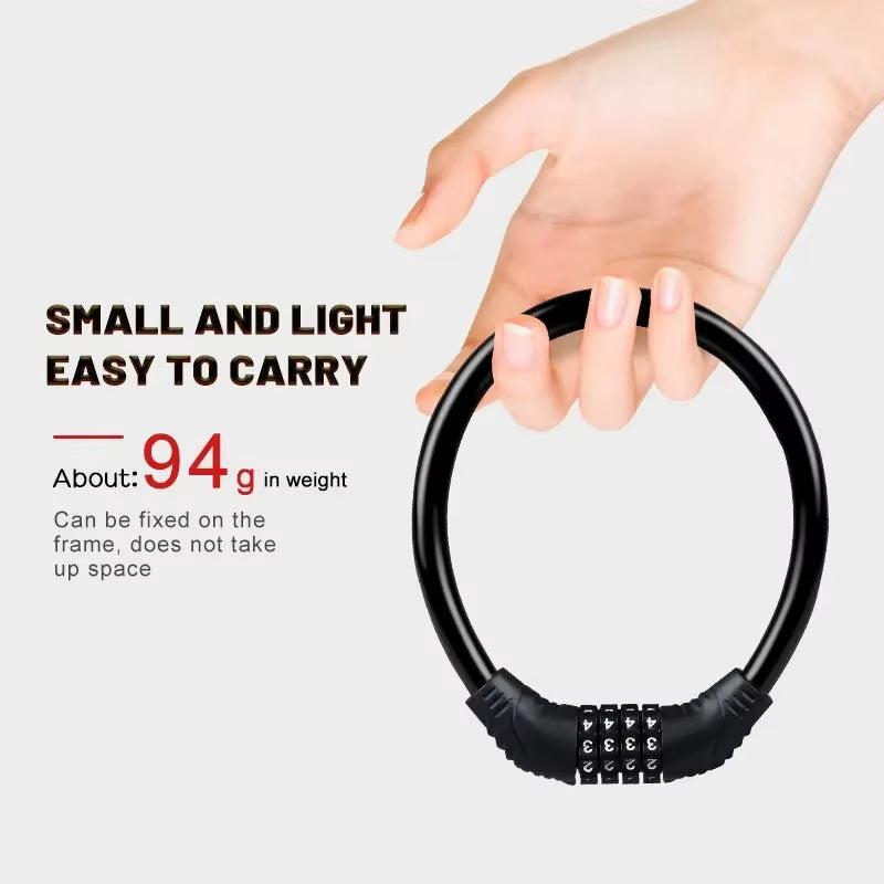 Bike Lock Mountain Bike Portable Security 4-Digit Code Bike Lock for Bicycle Motorcycle Scooter