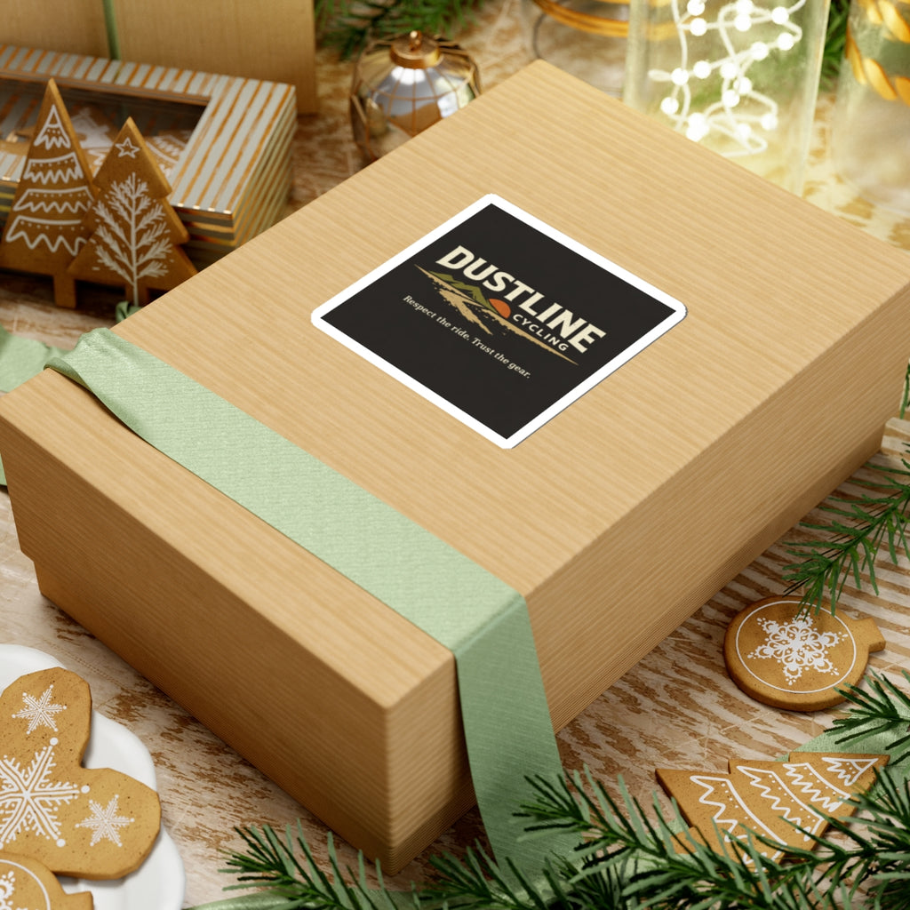 Dustline Cycling Sticker — Vintage Mountain Bike Logo ("Respect the ride. Trust the gear.")