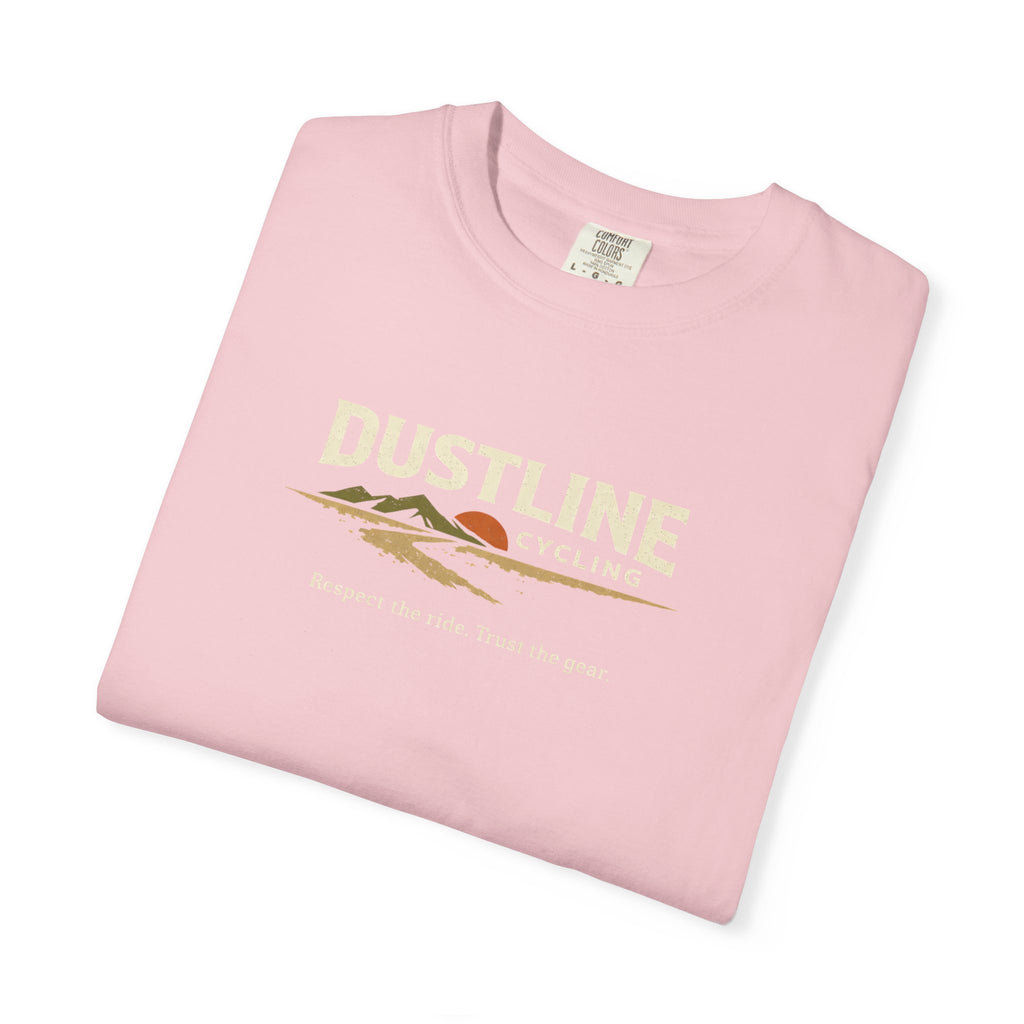 Dustline Cycling T-Shirt — Mountain Ride Graphic Tee ("Respect the ride. Trust the gear.")