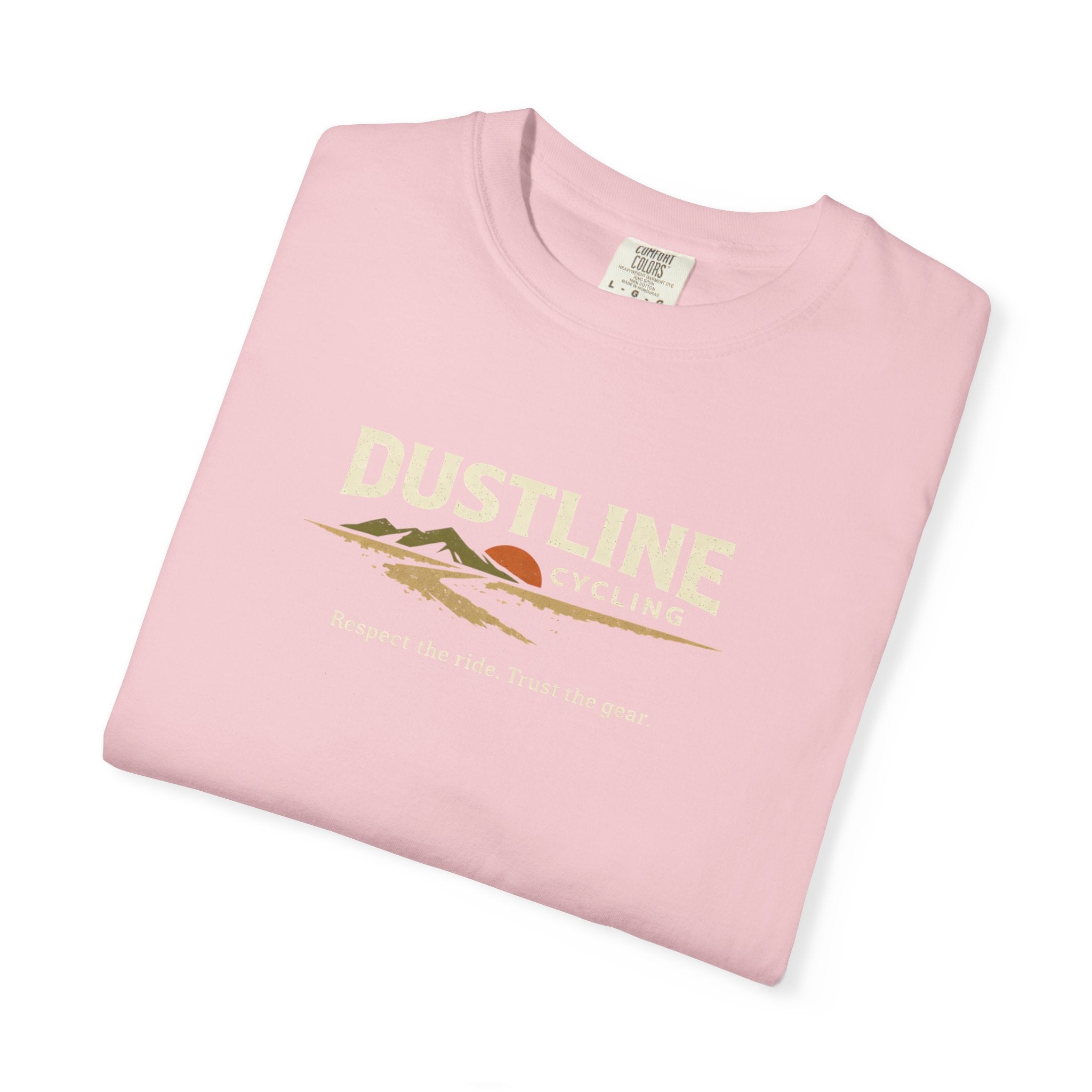 Dustline Cycling T-Shirt — Mountain Ride Graphic Tee ("Respect the ride. Trust the gear.")