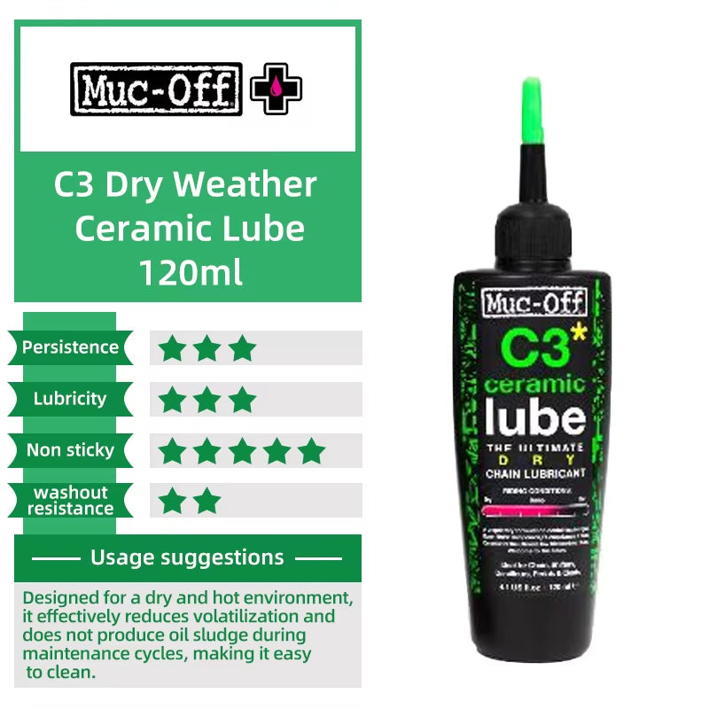 Muc-Off Bicycle Chain Lubricant Ceramic Wax / Dry / Hydro Dynamic Chain Lube Long Lasting Oil Bike Gear Lubricant Lube 50/120Ml