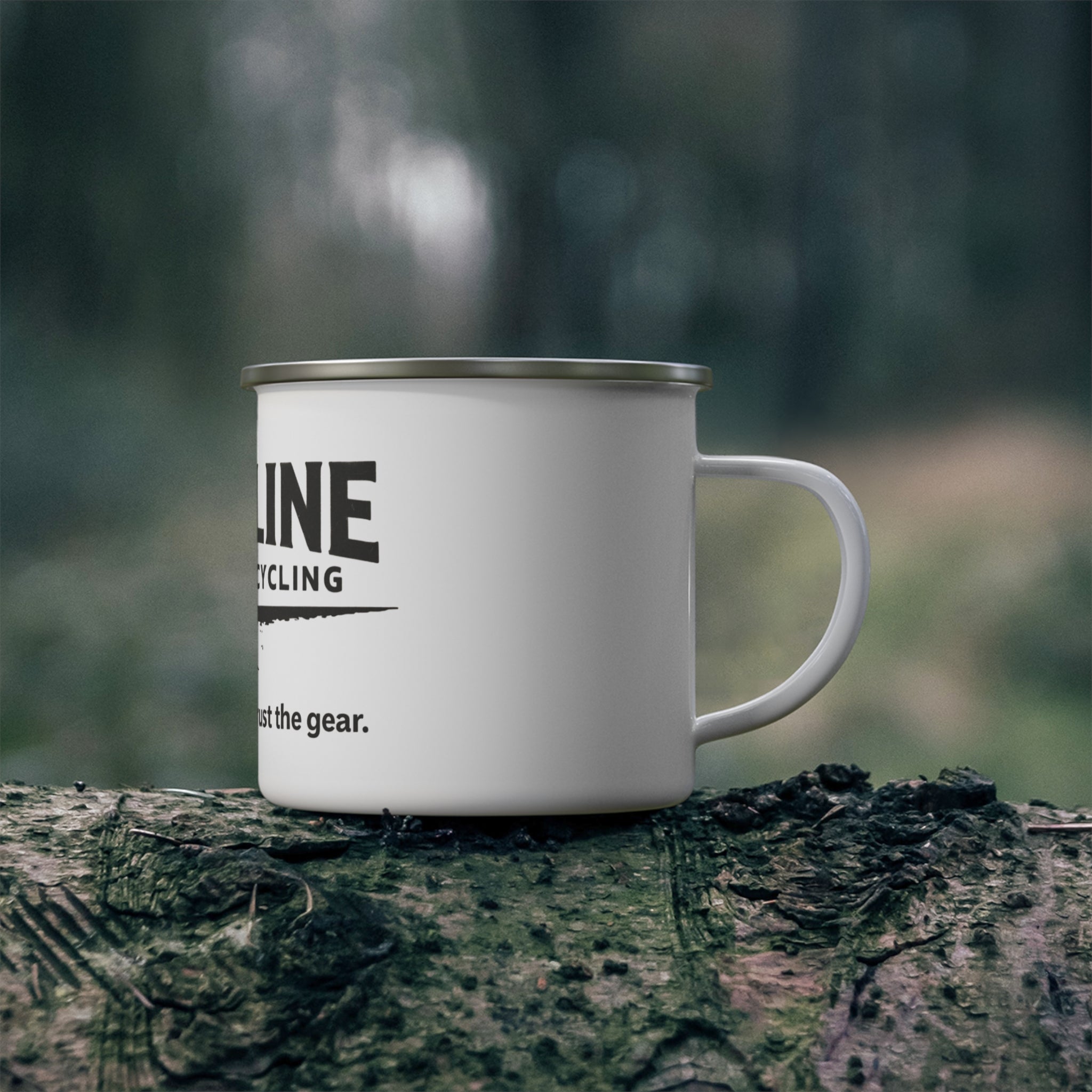 Dustline Cycling Enamel Camping Mug — "Respect the ride. Trust the gear."