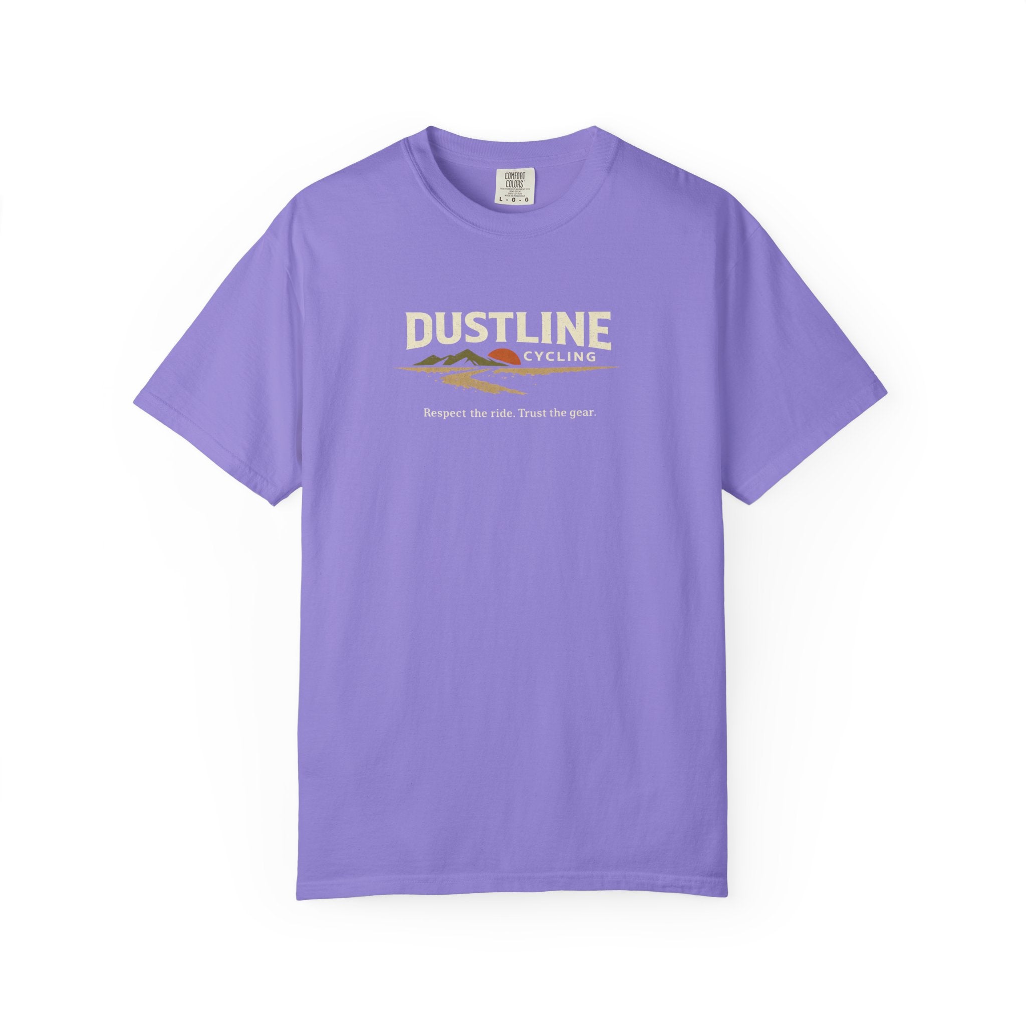 Dustline Cycling T-Shirt — Mountain Ride Graphic Tee ("Respect the ride. Trust the gear.")