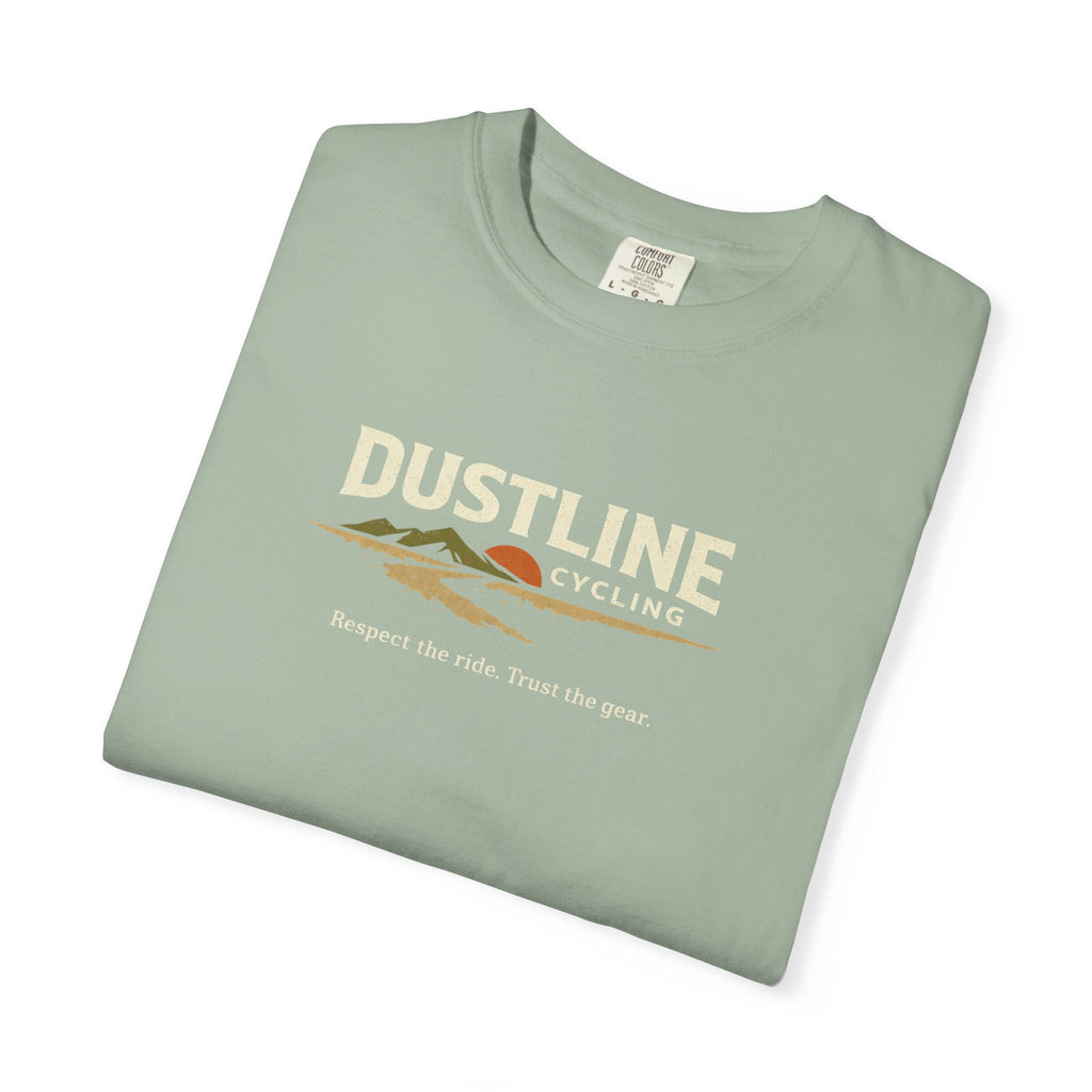 Dustline Cycling T-Shirt — Mountain Ride Graphic Tee ("Respect the ride. Trust the gear.")