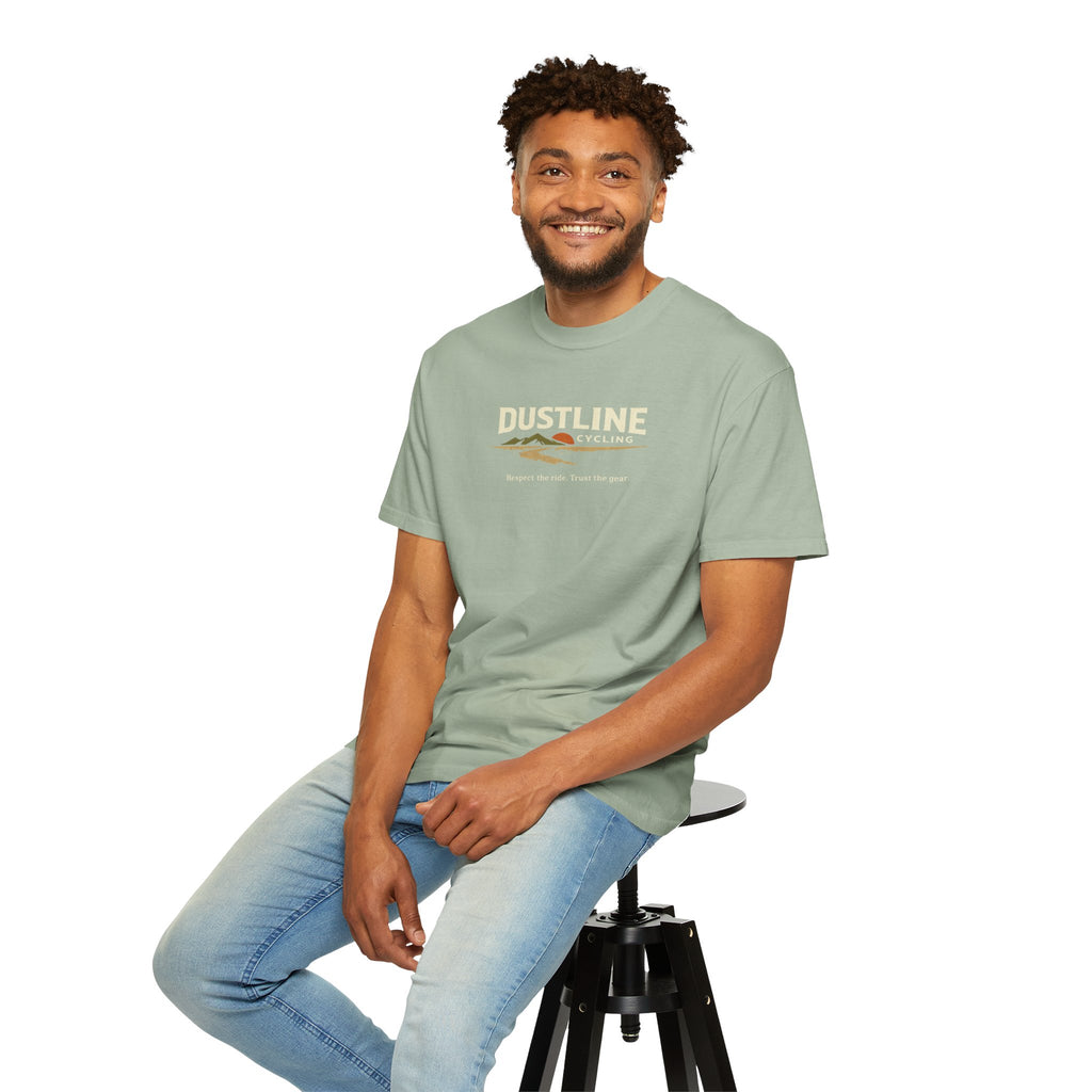 Dustline Cycling T-Shirt — Mountain Ride Graphic Tee ("Respect the ride. Trust the gear.")