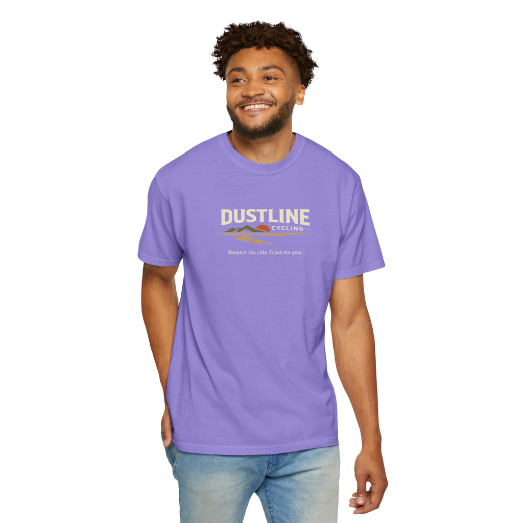 Dustline Cycling T-Shirt — Mountain Ride Graphic Tee ("Respect the ride. Trust the gear.")