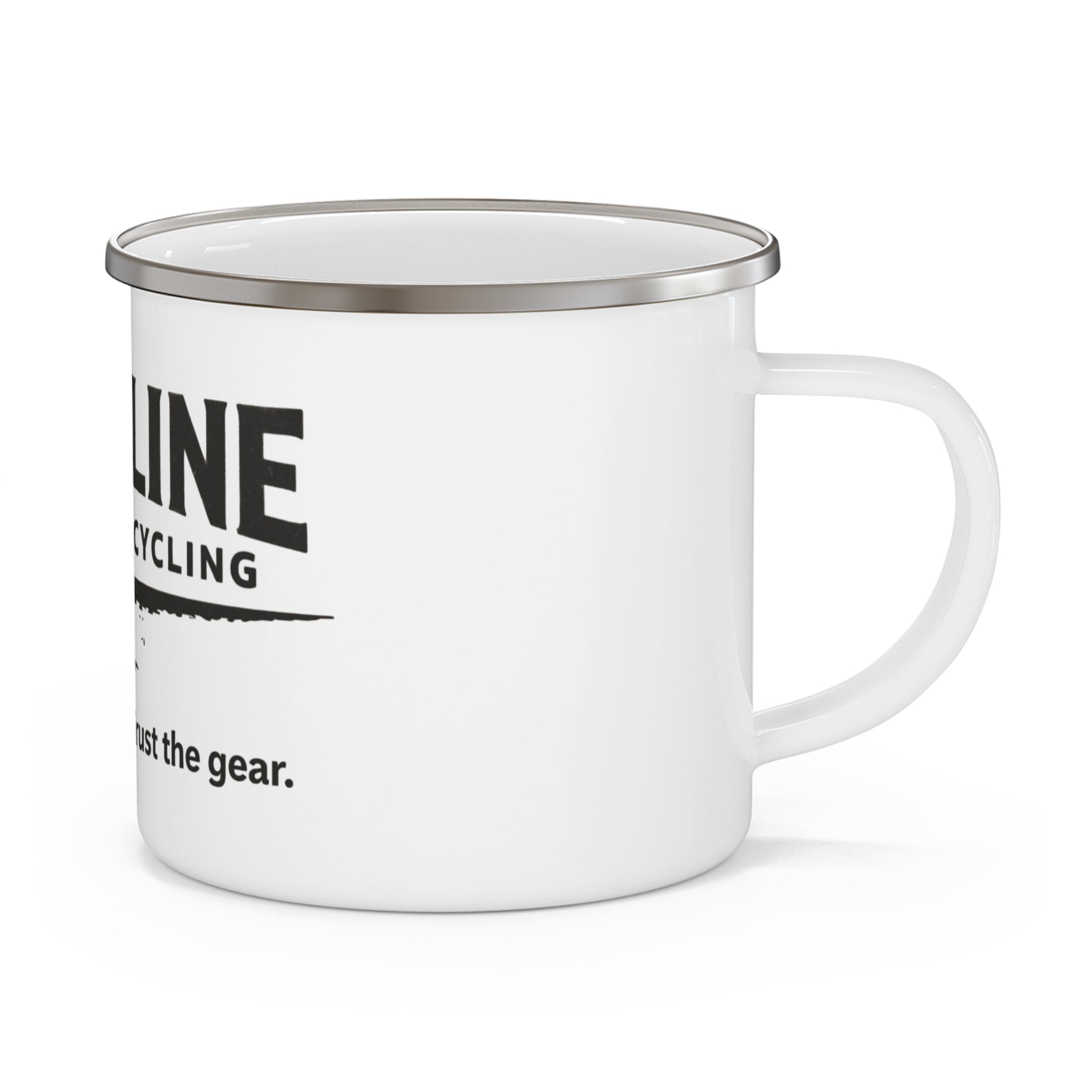 Dustline Cycling Enamel Camping Mug — "Respect the ride. Trust the gear."