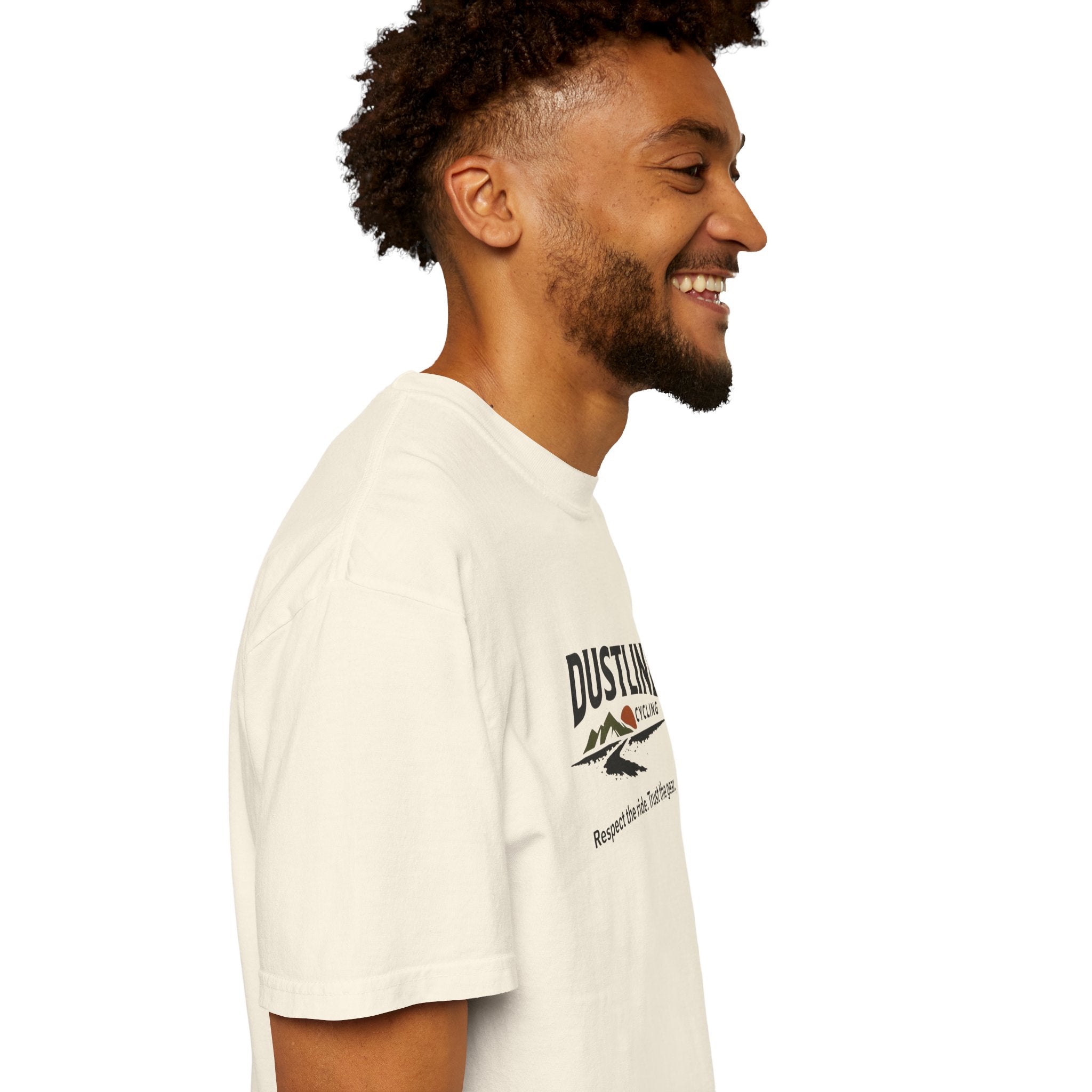 Dustline Cycling T-Shirt — Mountain Ride Graphic Tee ("Respect the ride. Trust the gear.")