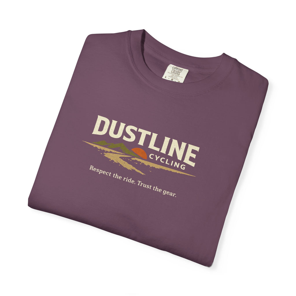 Dustline Cycling T-Shirt — Mountain Ride Graphic Tee ("Respect the ride. Trust the gear.")