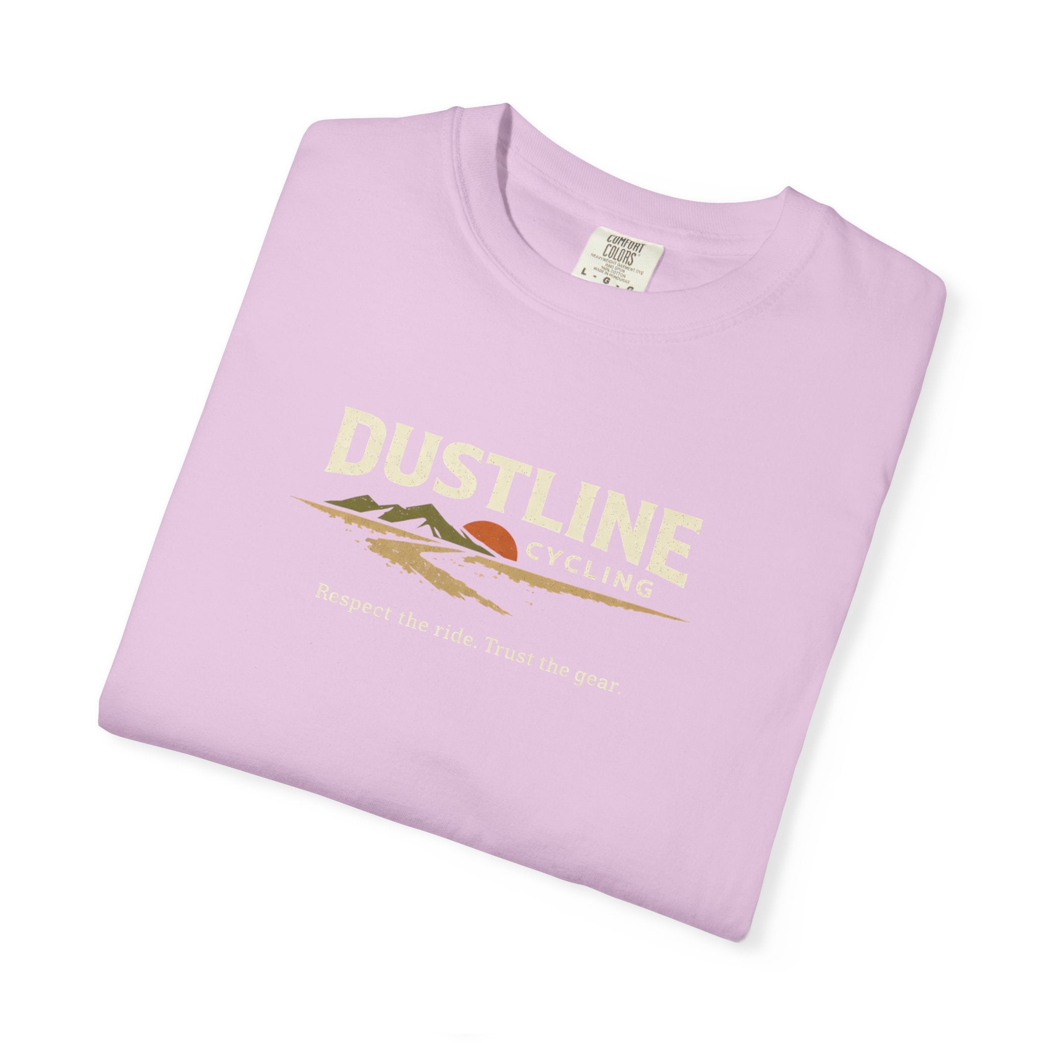Dustline Cycling T-Shirt — Mountain Ride Graphic Tee ("Respect the ride. Trust the gear.")