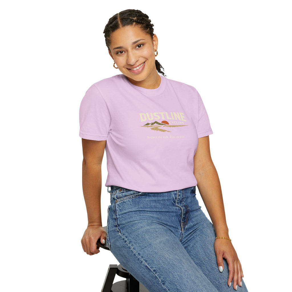 Dustline Cycling T-Shirt — Mountain Ride Graphic Tee ("Respect the ride. Trust the gear.")