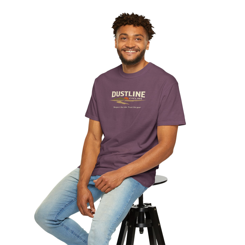 Dustline Cycling T-Shirt — Mountain Ride Graphic Tee ("Respect the ride. Trust the gear.")