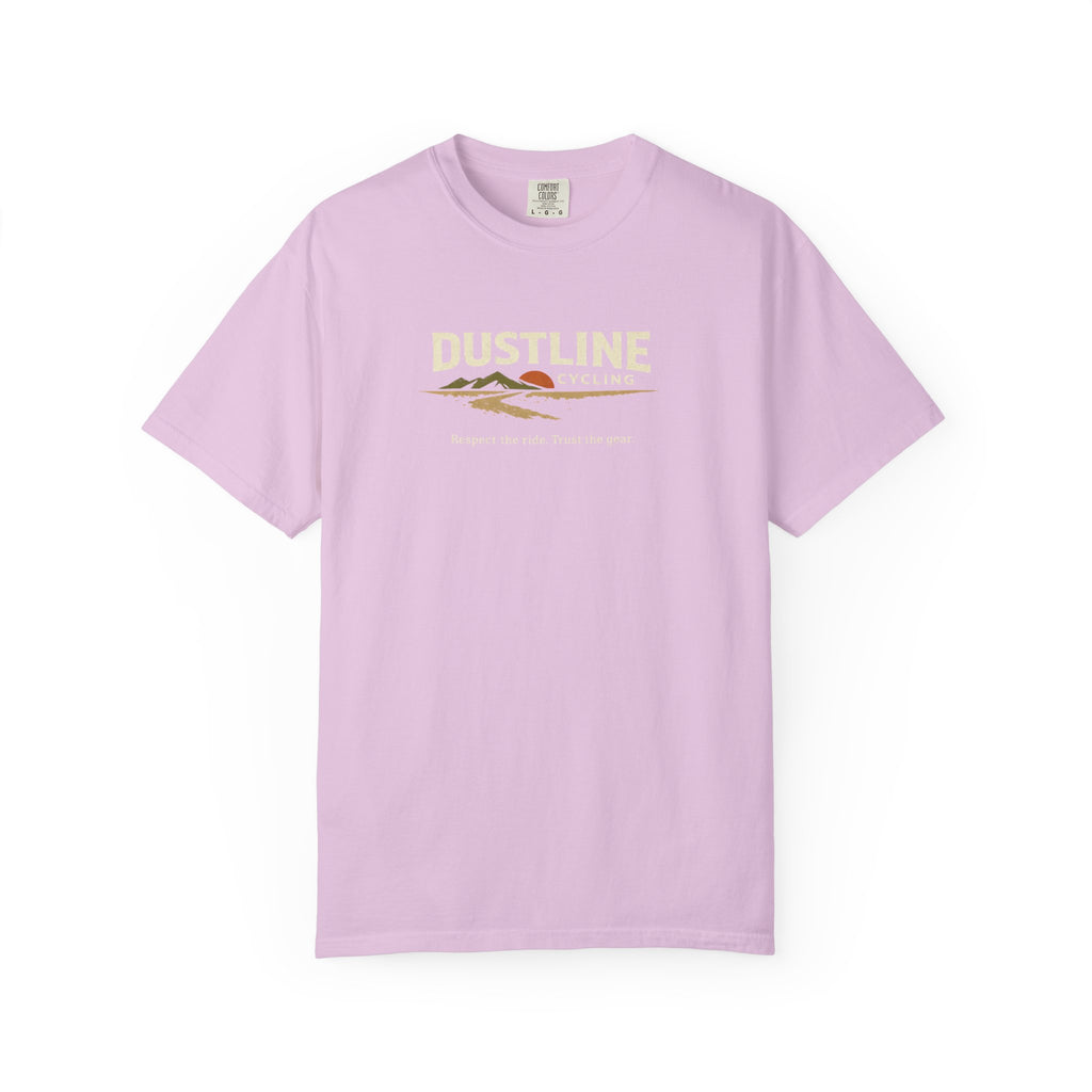 Dustline Cycling T-Shirt — Mountain Ride Graphic Tee ("Respect the ride. Trust the gear.")
