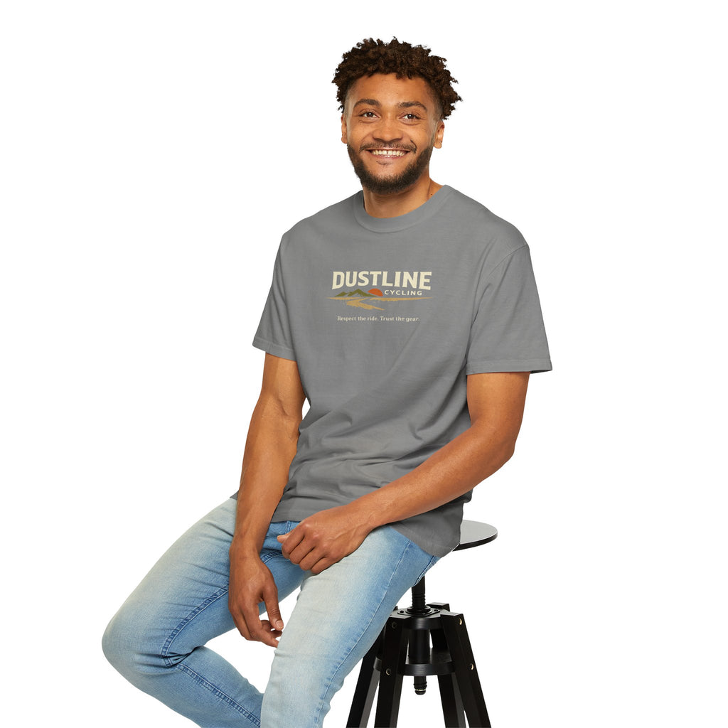 Dustline Cycling T-Shirt — Mountain Ride Graphic Tee ("Respect the ride. Trust the gear.")