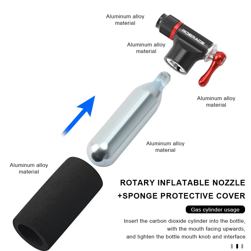 Bicycle CO2 Pump Mini Portable Hand Cycling Tire Tube Inflator Aluminum Alloy Bike Air Pump Schrader Presta Valve AV FV
