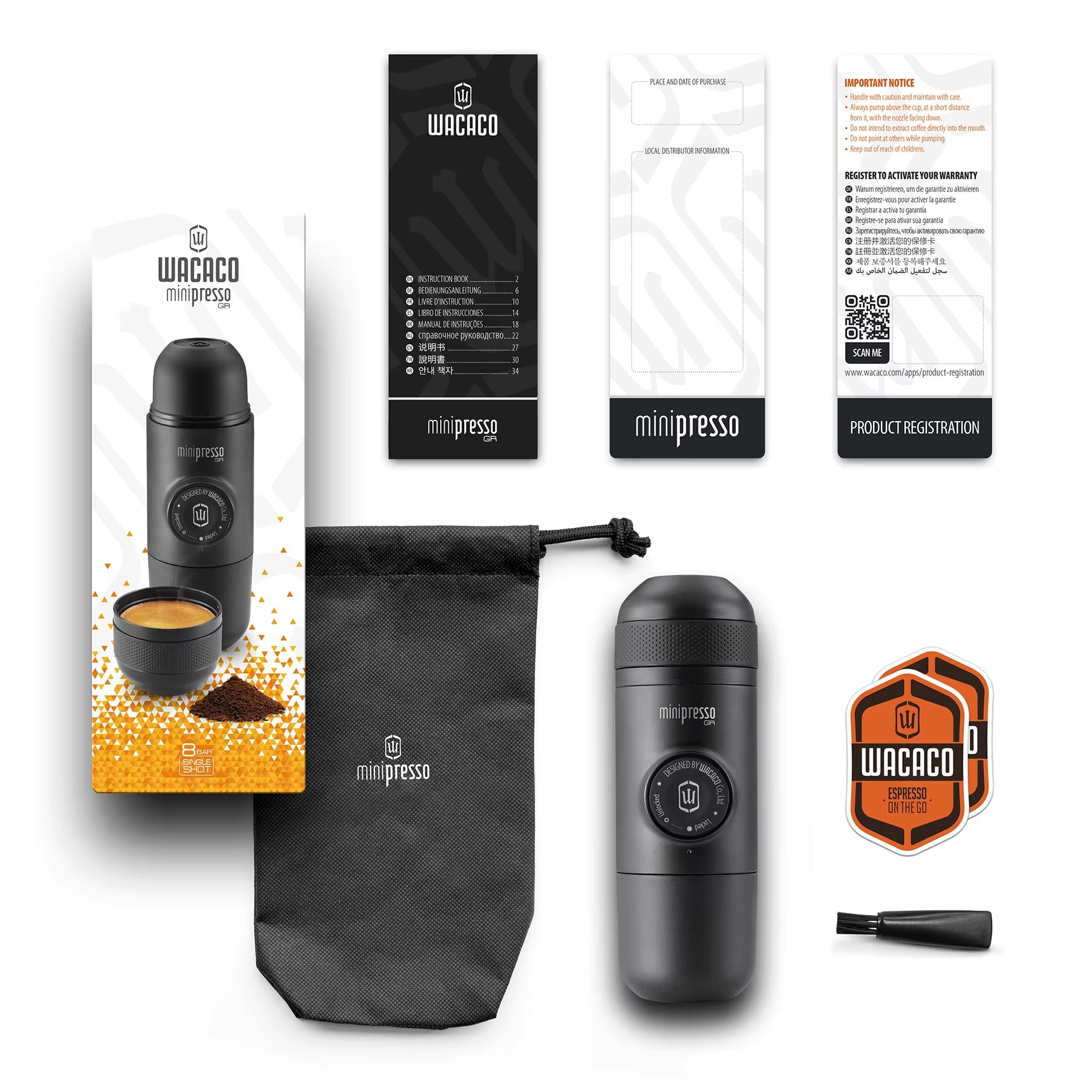 Minipresso GR, Portable Espresso Coffee Machine, Compatible Ground Coffee, Small/Mini Travel Coffee Maker.