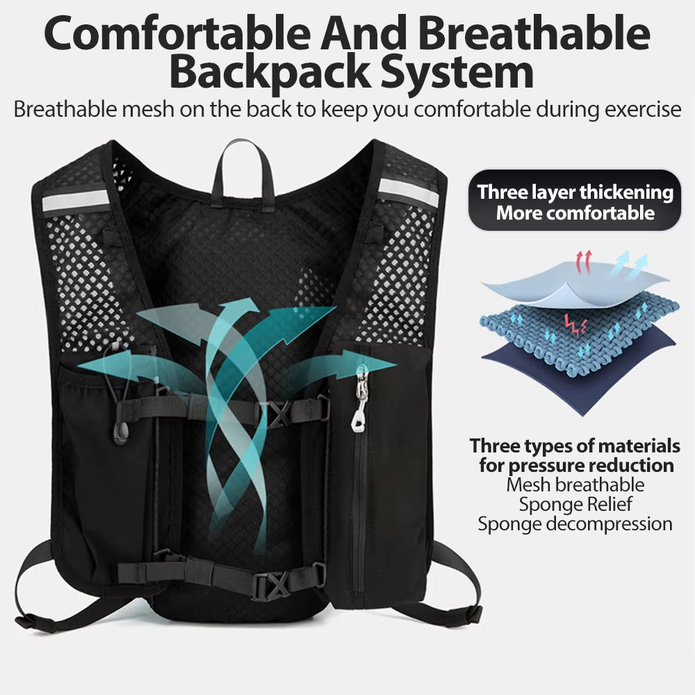 Trail Running Backpack 5L Ultra Lightweight Hydration Vest Breathable Functional Pack for Marathon Cycling Hiking