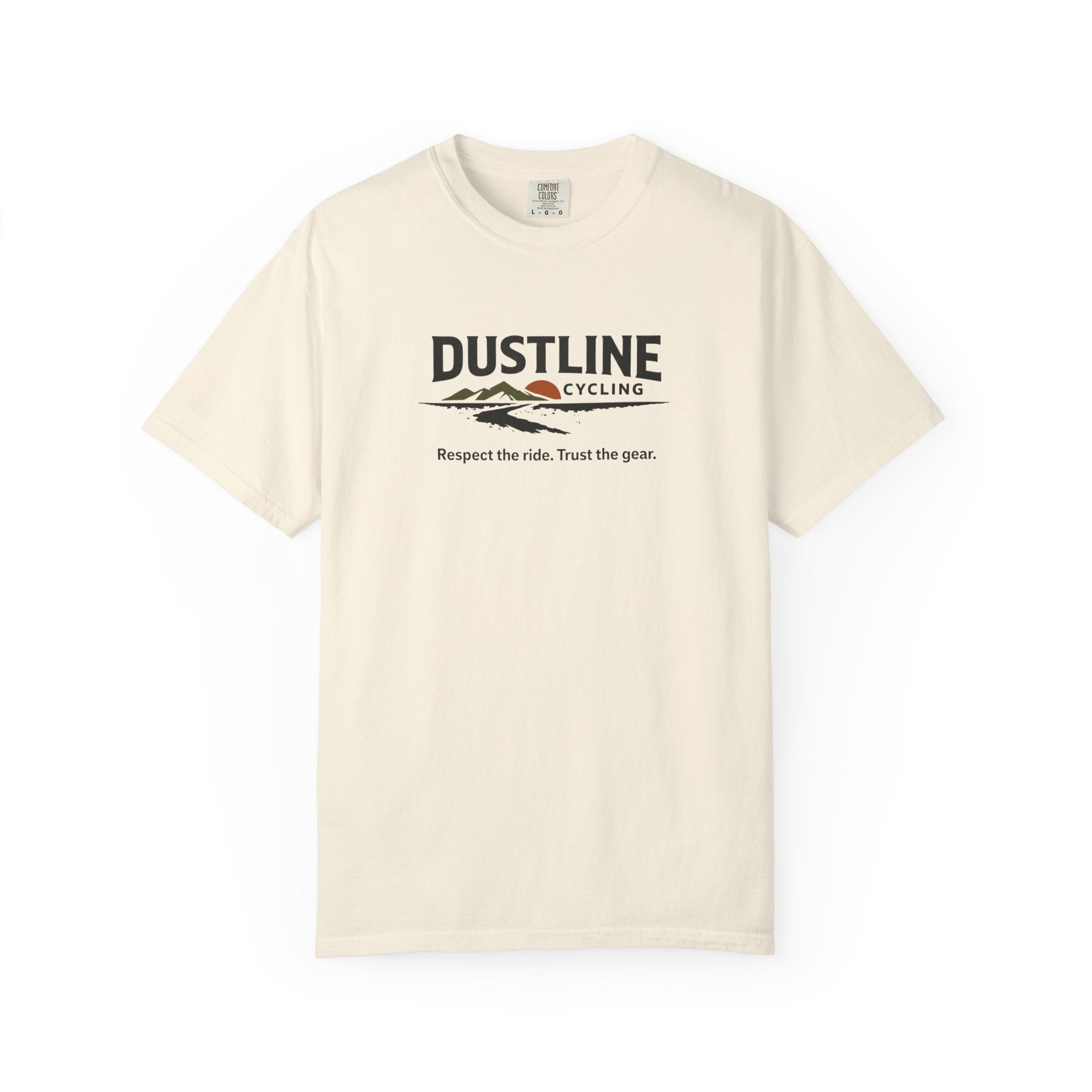Dustline Cycling T-Shirt — Mountain Ride Graphic Tee ("Respect the ride. Trust the gear.")