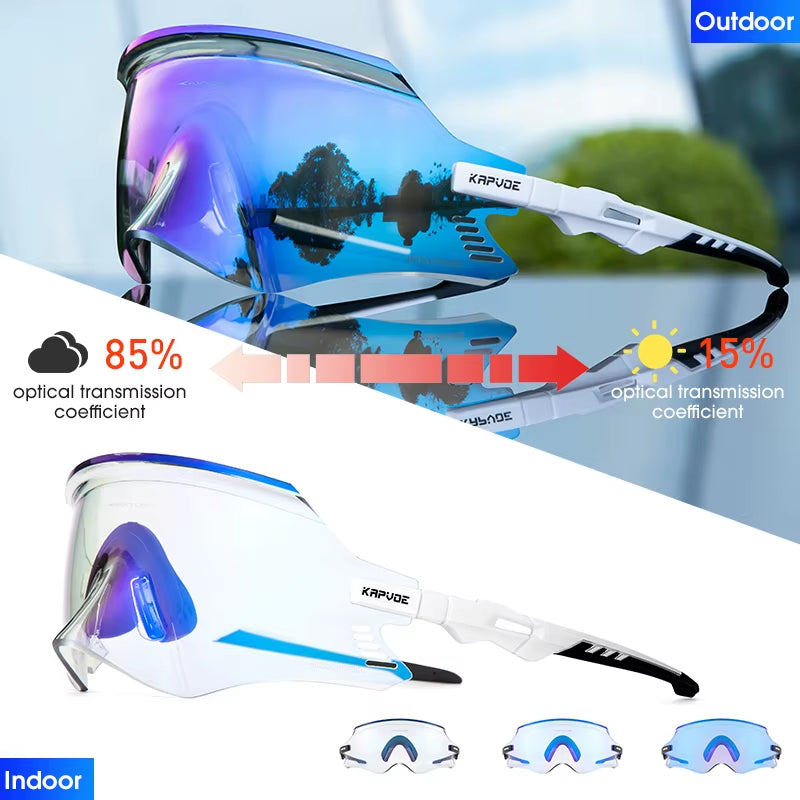 KAPOVE Photochromic Mountains Sports Road Cycling Sunglasses UV400 Cycling Eyewear Men Women Bicycle Riding Driving Glasses