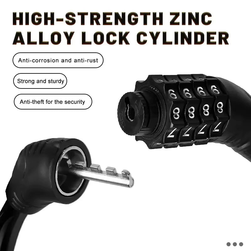 Bike Lock Mountain Bike Portable Security 4-Digit Code Bike Lock for Bicycle Motorcycle Scooter