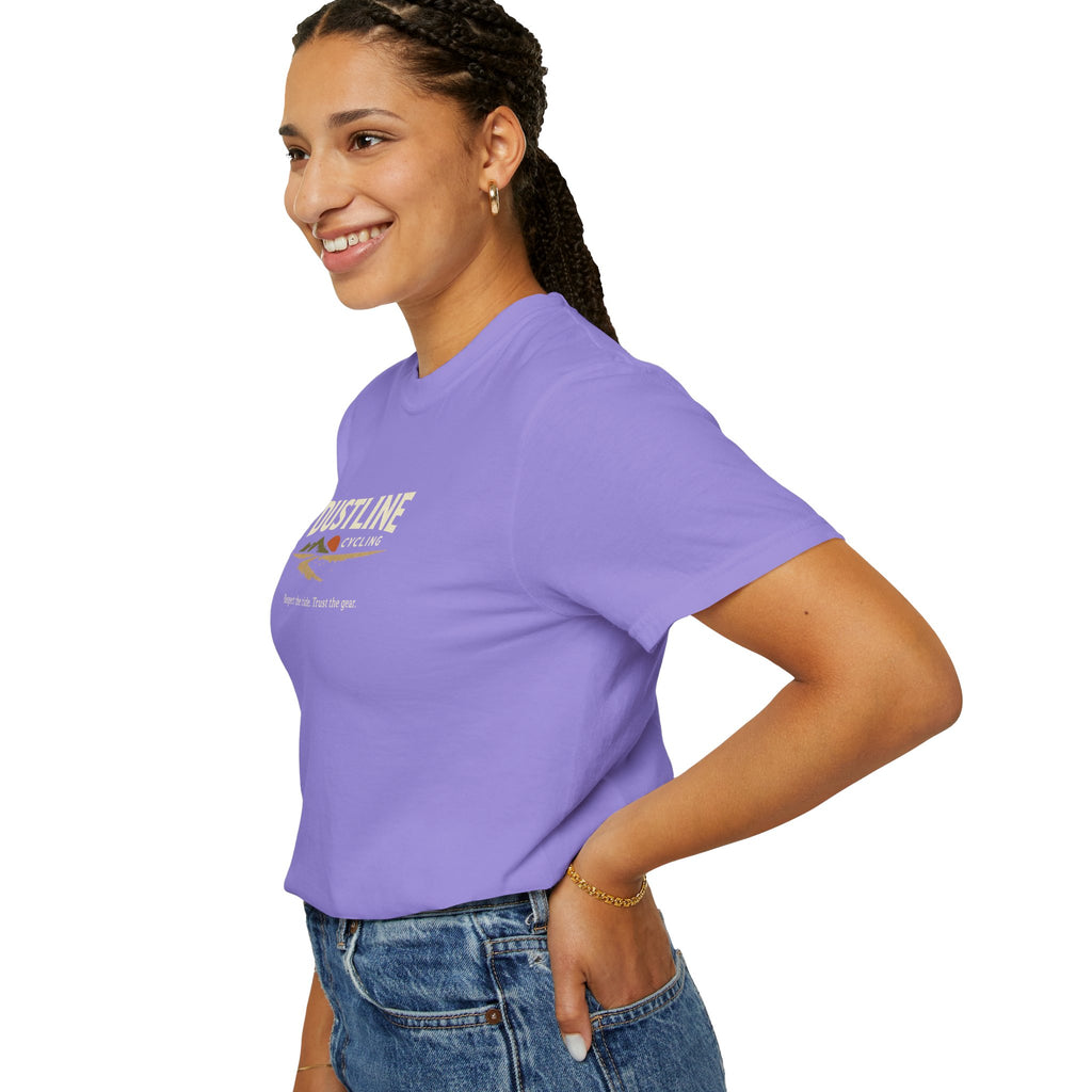 Dustline Cycling T-Shirt — Mountain Ride Graphic Tee ("Respect the ride. Trust the gear.")
