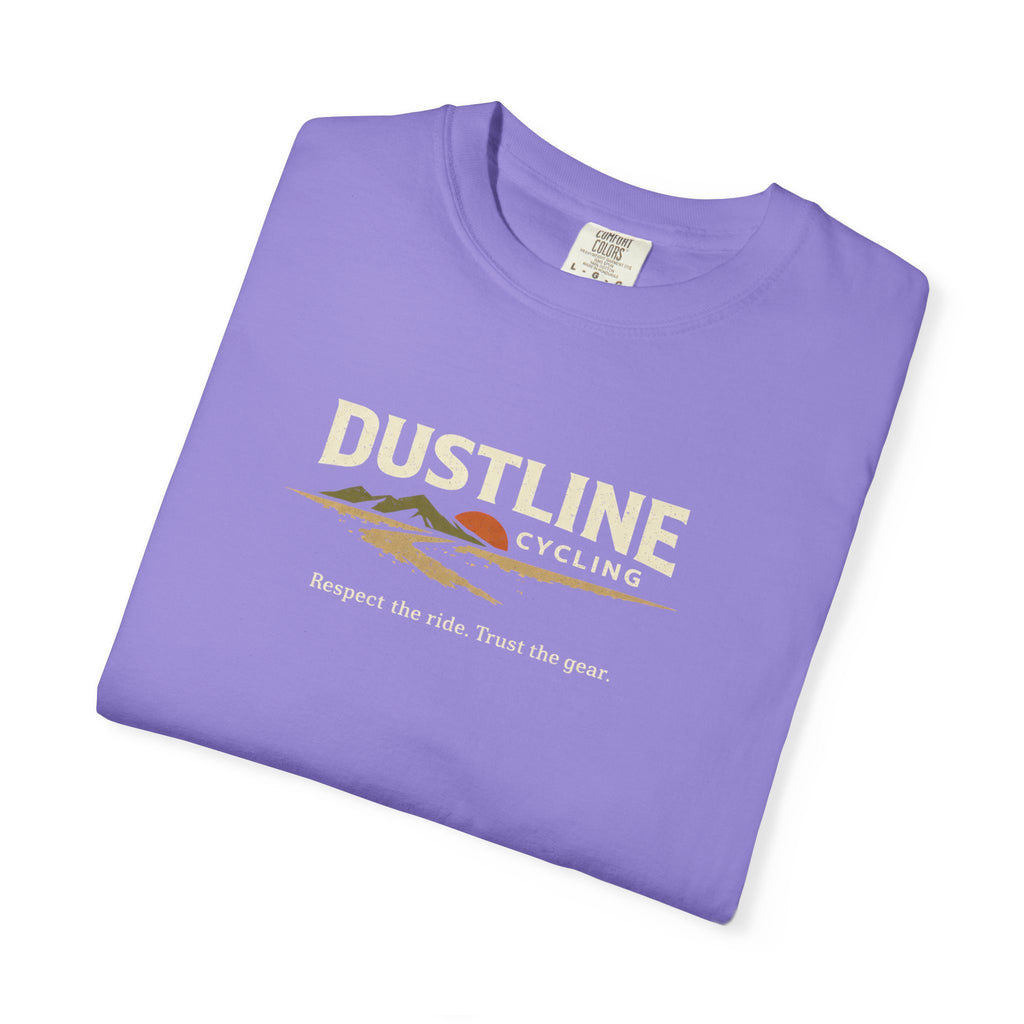 Dustline Cycling T-Shirt — Mountain Ride Graphic Tee ("Respect the ride. Trust the gear.")