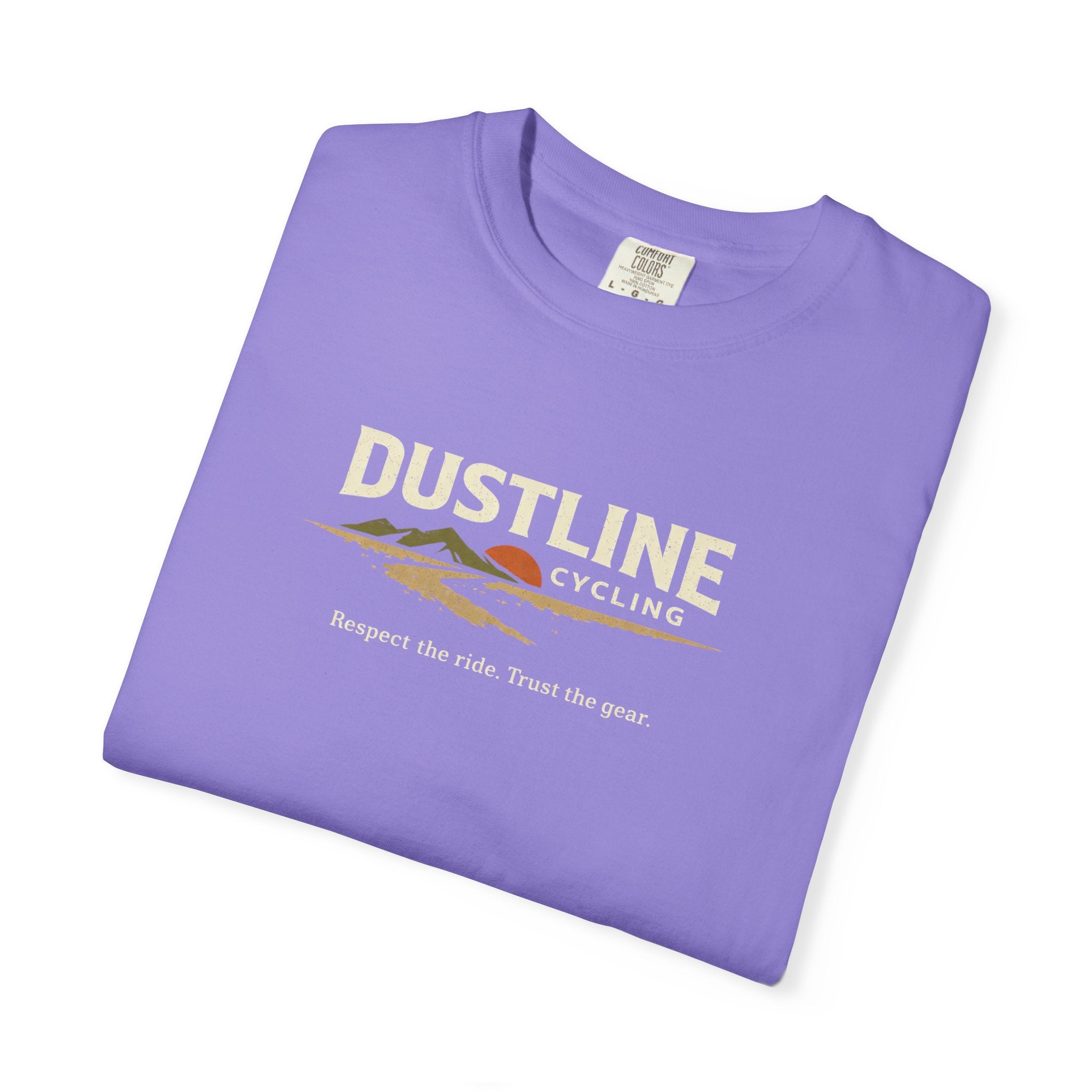 Dustline Cycling T-Shirt — Mountain Ride Graphic Tee ("Respect the ride. Trust the gear.")