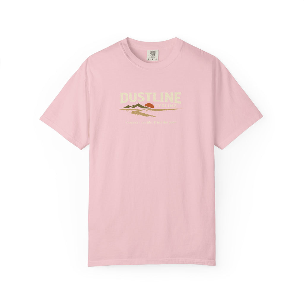 Dustline Cycling T-Shirt — Mountain Ride Graphic Tee ("Respect the ride. Trust the gear.")