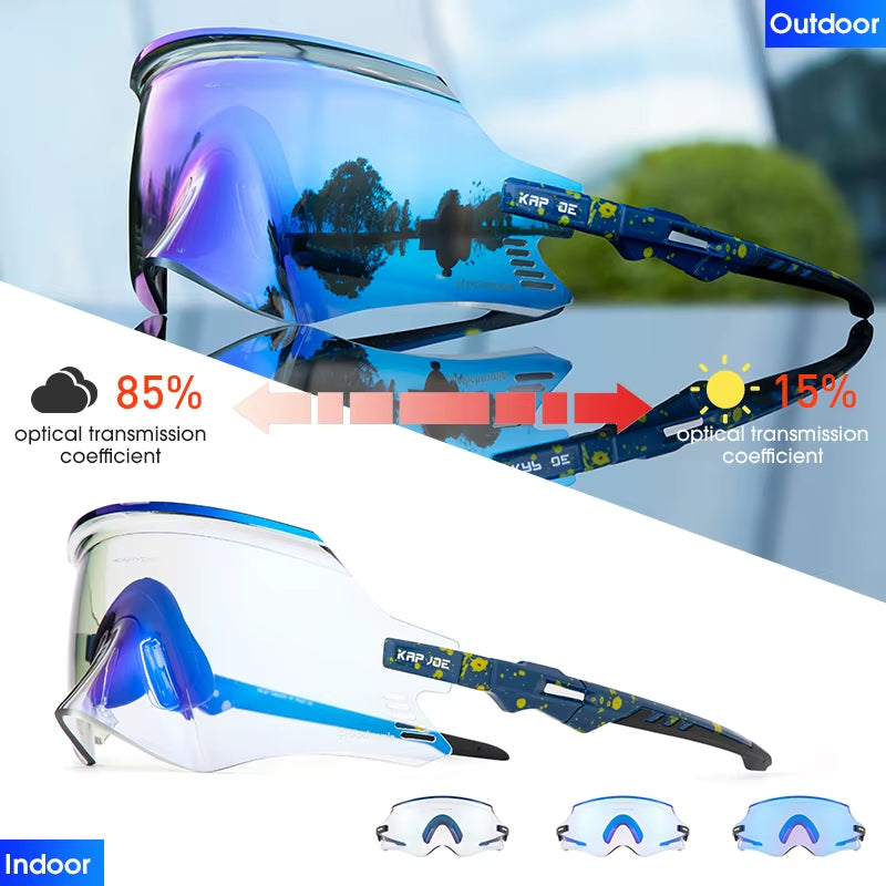 KAPOVE Photochromic Mountains Sports Road Cycling Sunglasses UV400 Cycling Eyewear Men Women Bicycle Riding Driving Glasses
