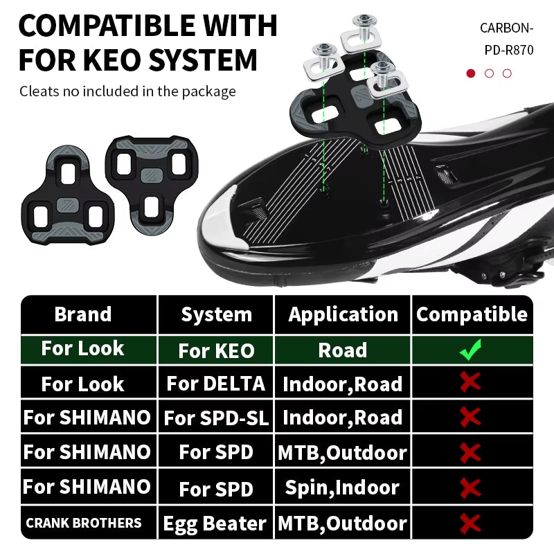 Bike Pedals Road Bicycle Clipless Pedals Carbon Nylon Ultralight Self-Locking Platform Pedals for Gravel Cycling Parts