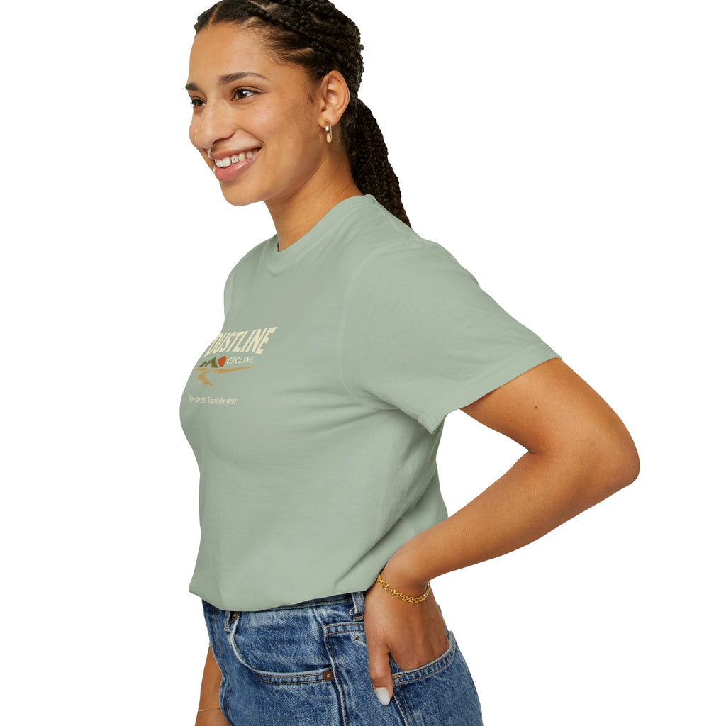 Dustline Cycling T-Shirt — Mountain Ride Graphic Tee ("Respect the ride. Trust the gear.")