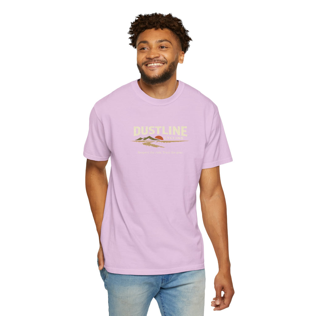 Dustline Cycling T-Shirt — Mountain Ride Graphic Tee ("Respect the ride. Trust the gear.")