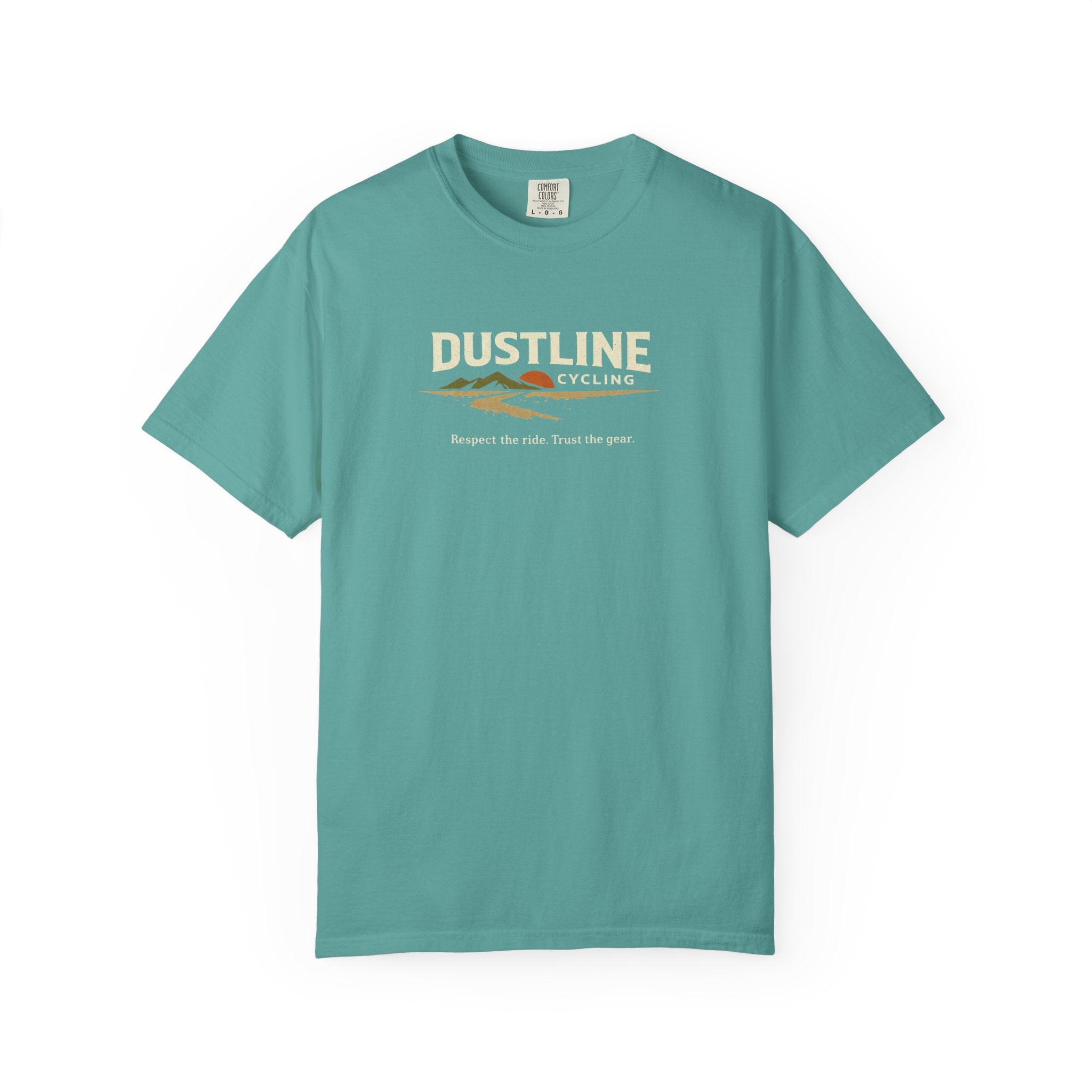 Dustline Cycling T-Shirt — Mountain Ride Graphic Tee ("Respect the ride. Trust the gear.")