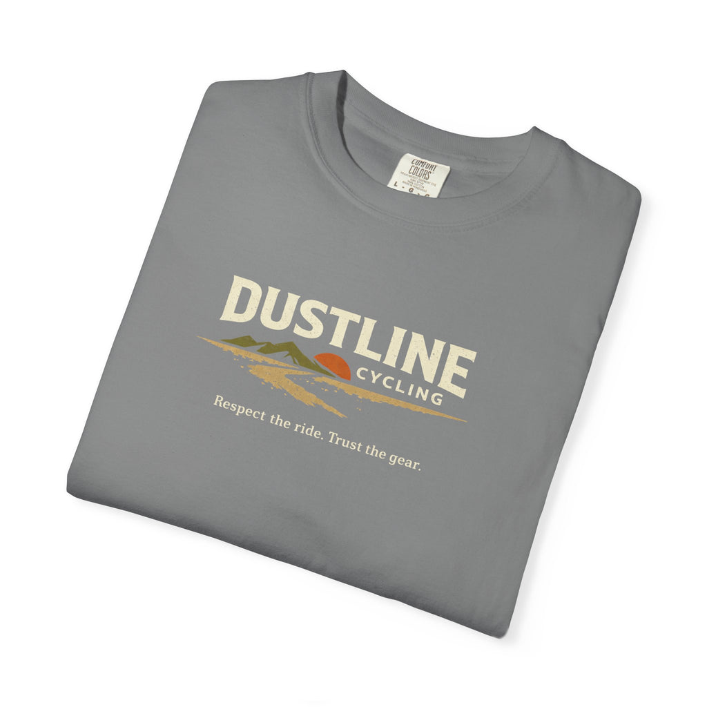 Dustline Cycling T-Shirt — Mountain Ride Graphic Tee ("Respect the ride. Trust the gear.")