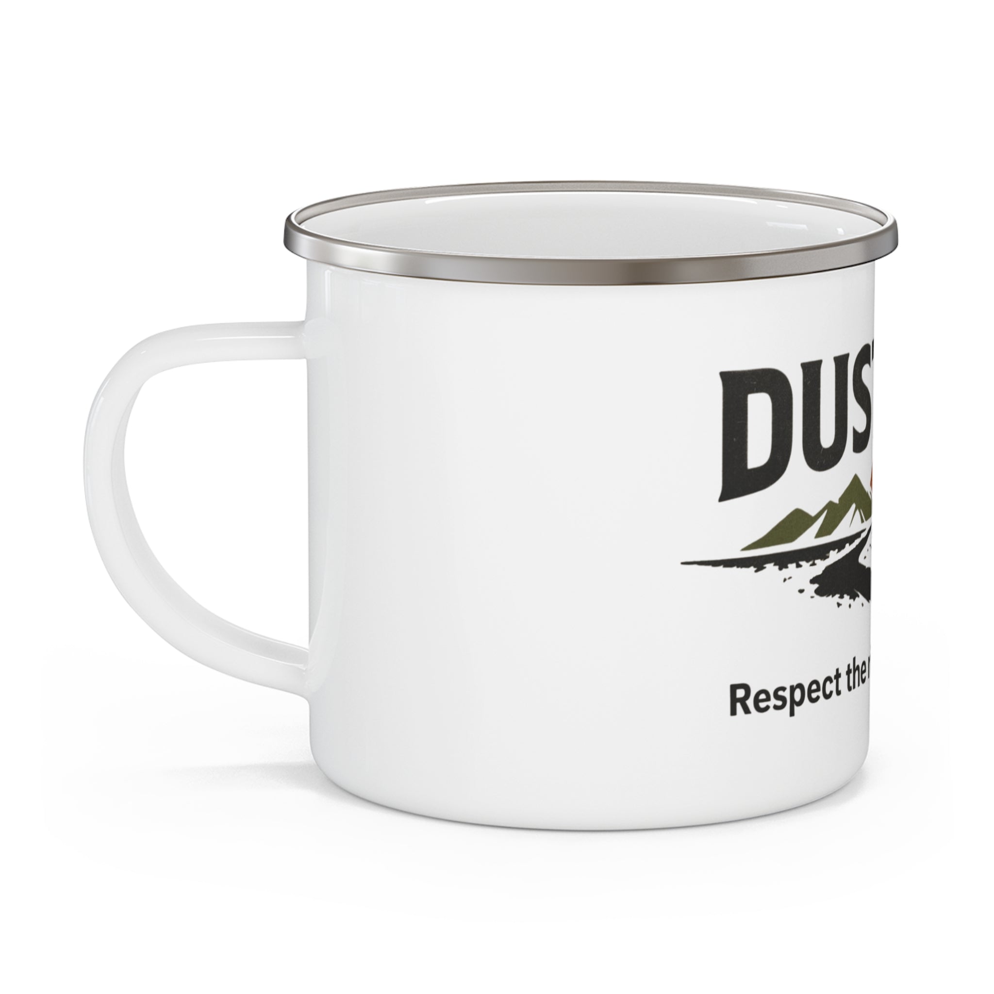 Dustline Cycling Enamel Camping Mug — "Respect the ride. Trust the gear."