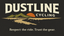 Dustline Cycling logo with scenic design on a black background