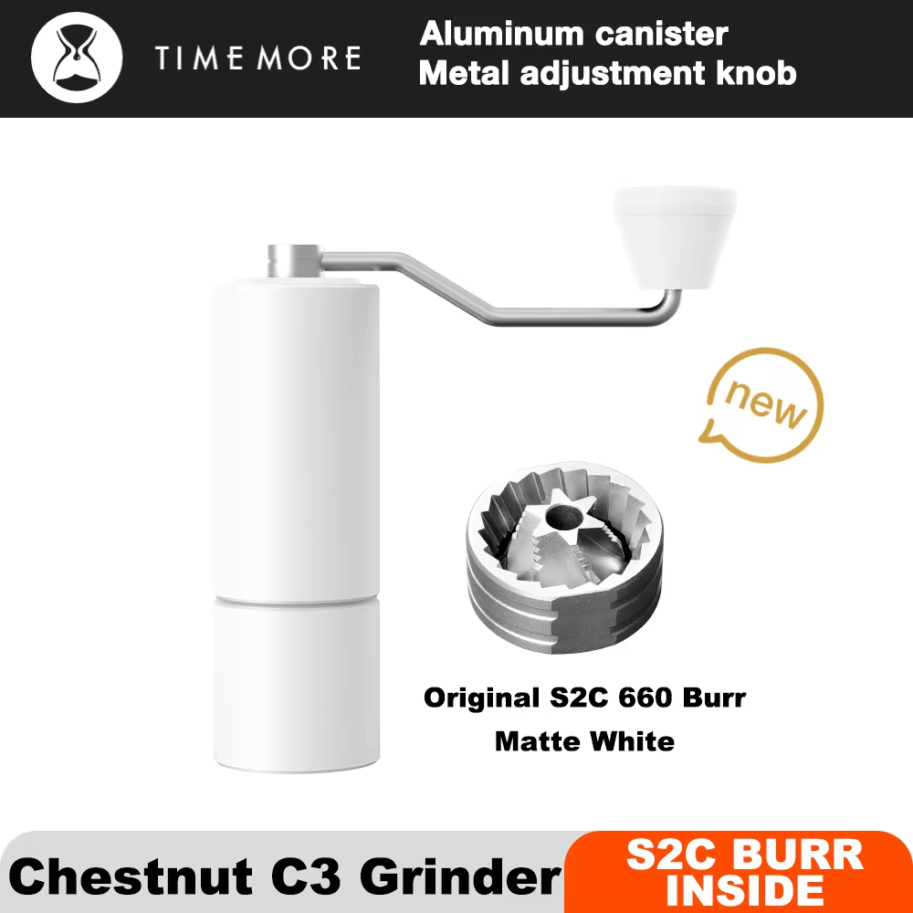 Chestnut C3 Manual Coffee Grinder Portable Pour over Espresso Grinder S2C Burr inside Hand Grinder with Double Bearing