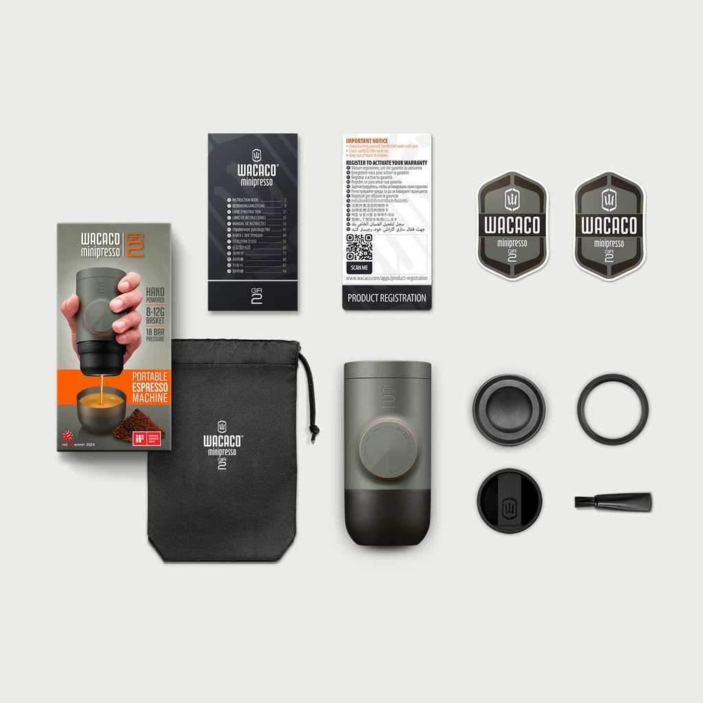 Minipresso GR2, No Electricity, Espresso Machine for Outdoor Compatible Ground Coffee, Portable Coffee Maker,