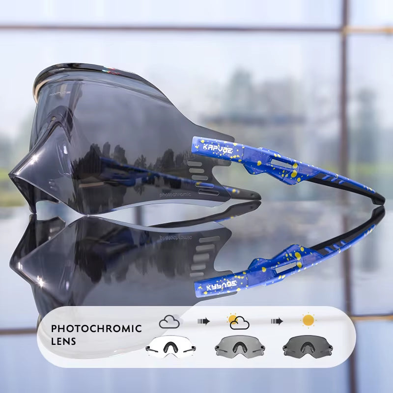 KAPOVE Photochromic Mountains Sports Road Cycling Sunglasses UV400 Cycling Eyewear Men Women Bicycle Riding Driving Glasses