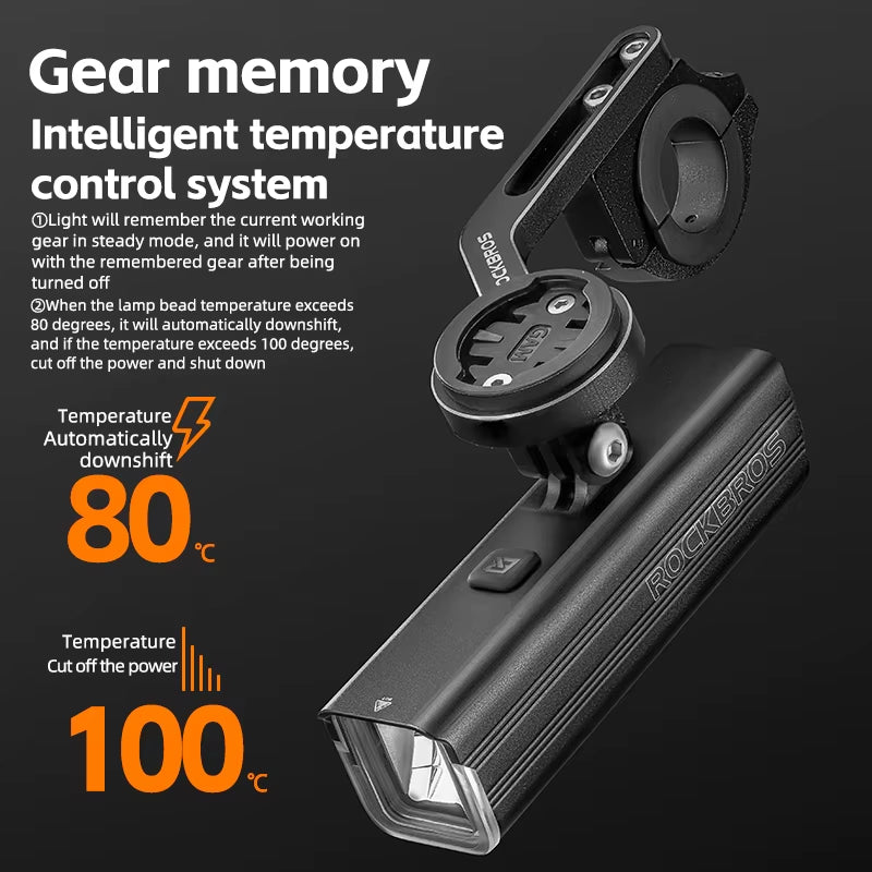 Bike Light 1500LM/1000LM Aluminum Alloy Type-C Charging Smart Front Lights Hanging Version LED Lamp Cycling Headlights
