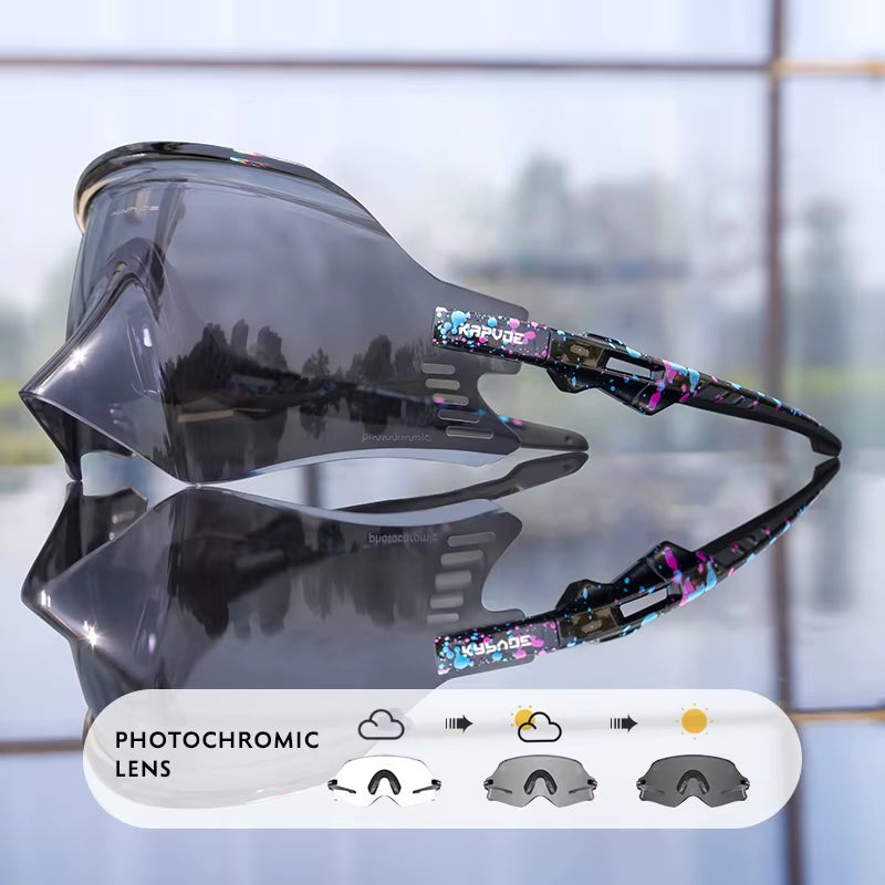 KAPOVE Photochromic Mountains Sports Road Cycling Sunglasses UV400 Cycling Eyewear Men Women Bicycle Riding Driving Glasses