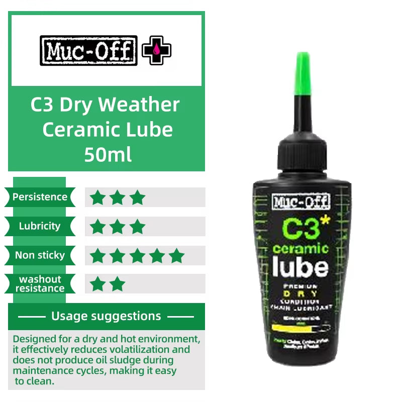 Muc-Off Bicycle Chain Lubricant Ceramic Wax / Dry / Hydro Dynamic Chain Lube Long Lasting Oil Bike Gear Lubricant Lube 50/120Ml