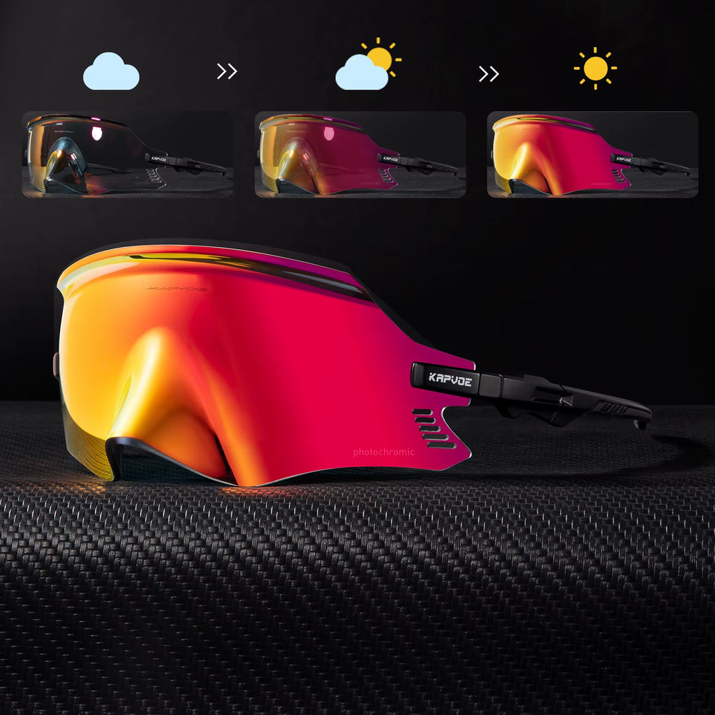 KAPOVE Photochromic Mountains Sports Road Cycling Sunglasses UV400 Cycling Eyewear Men Women Bicycle Riding Driving Glasses