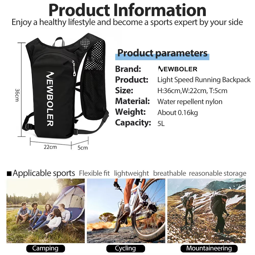Trail Running Backpack 5L Ultra Lightweight Hydration Vest Breathable Functional Pack for Marathon Cycling Hiking