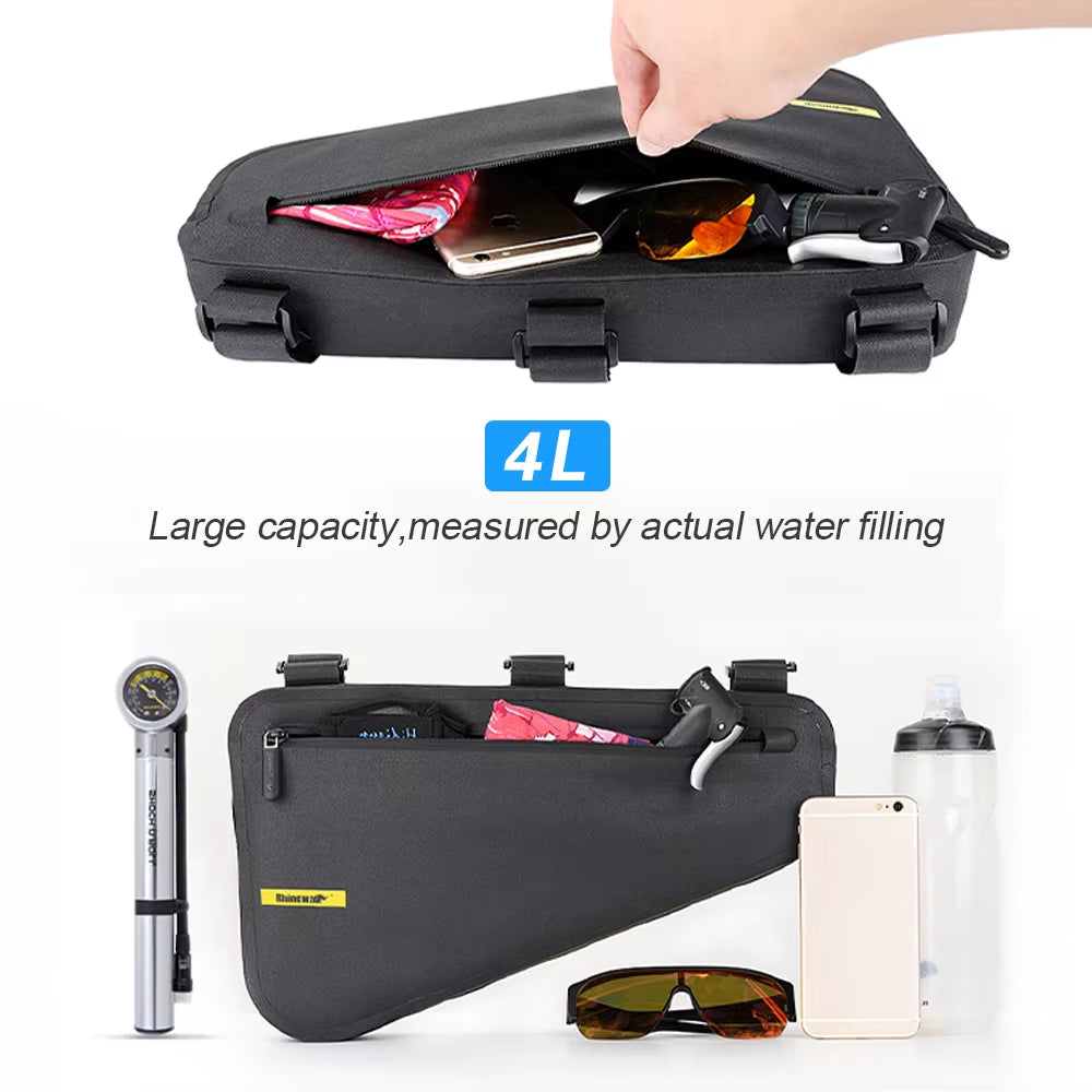 Bicycle Frame Bag Waterproof 4L Big Capacity Bicycle Bikepacking Bag Storage Tool Pouch for MTB Road Bike Accessories